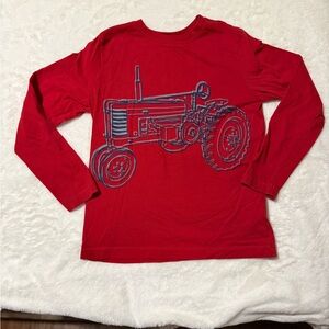 Hanna Andersson Red Long Sleeve Tractor Tee